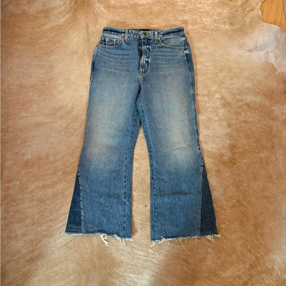 Khaite Layla Cropped Flare Jeans in Blue - Picture 2 of 5